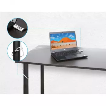 Manhattan Universal Laptop-Kombinationsschloss für Noble Wedge®, Nano und K-Slot, sicheres 3-in-1 Anti-Diebstahl-Notebookschloss, zurücksetzbare 4-stellige Kombination, 1,8 m, schnittfester Kohlenstoffstahlkabel, transluzente PVC-Ummantelung, Silber