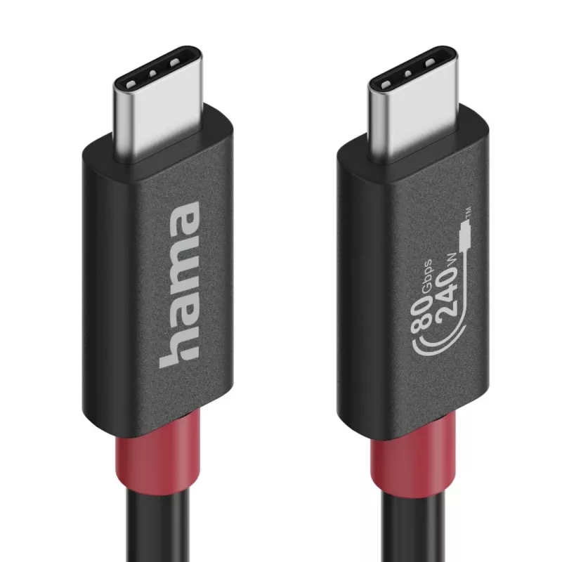 Hama USB-C-Kabel, E-Marker, USB4 Gen4, 80 Gbit/s, 5 A, 240 W, 1,00 m