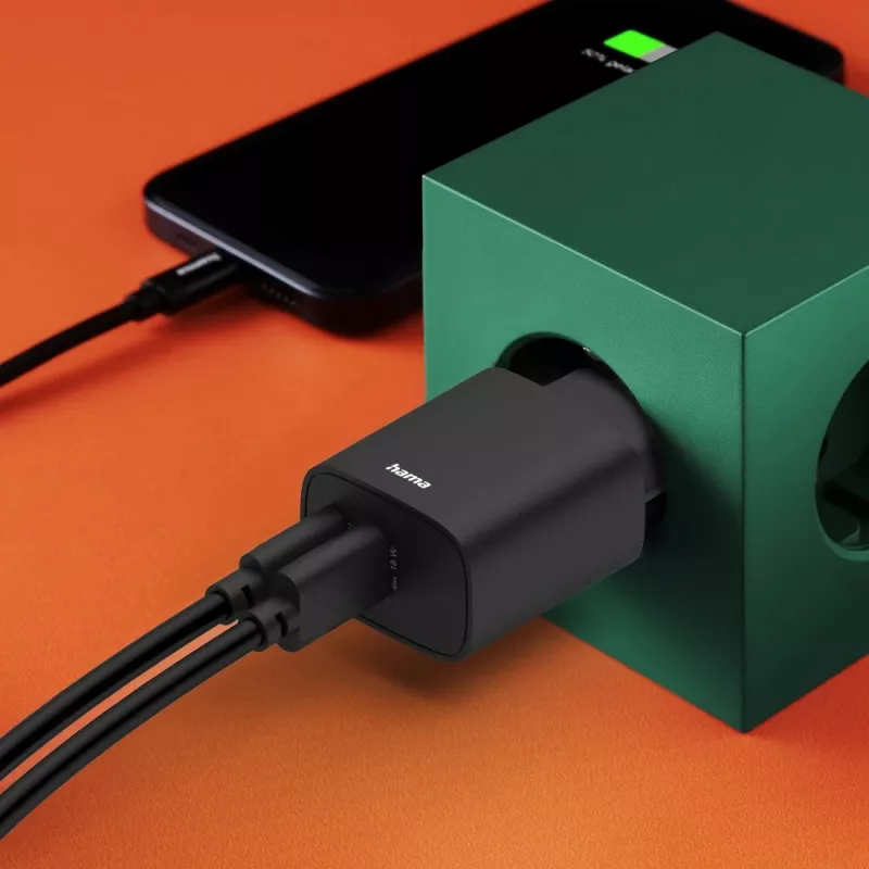 Hama 00201960 mobiles Ladegerät Headset, Powerbank, Smartphone, Tablet Schwarz AC Schnellladung Innenbereich