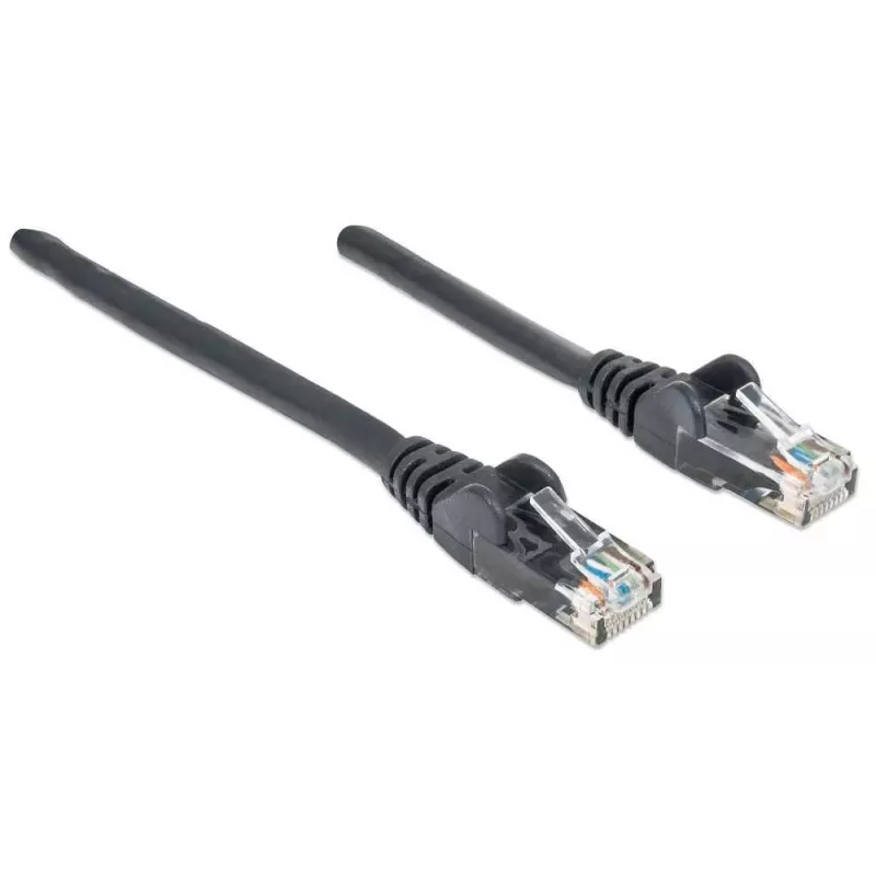 Intellinet Netzwerk Patchkabel, Cat6, 0,5 m, Schwarz, CCA, U/UTP, PVC, RJ45, vergoldete Kontakte, rastnasenfreier Knickschutz, Angespritzter Knickschutz, Lebenslange Garantie