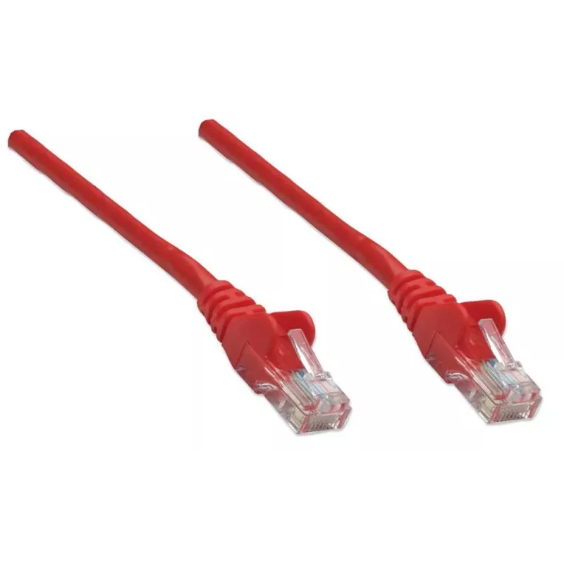 Intellinet Netzwerk-Patchkabel, Cat6, 2 m, Rot, CCA, U/UTP, PVC, RJ45, vergoldete Kontakte, Snagless, Knickschutz, lebenslange Garantie