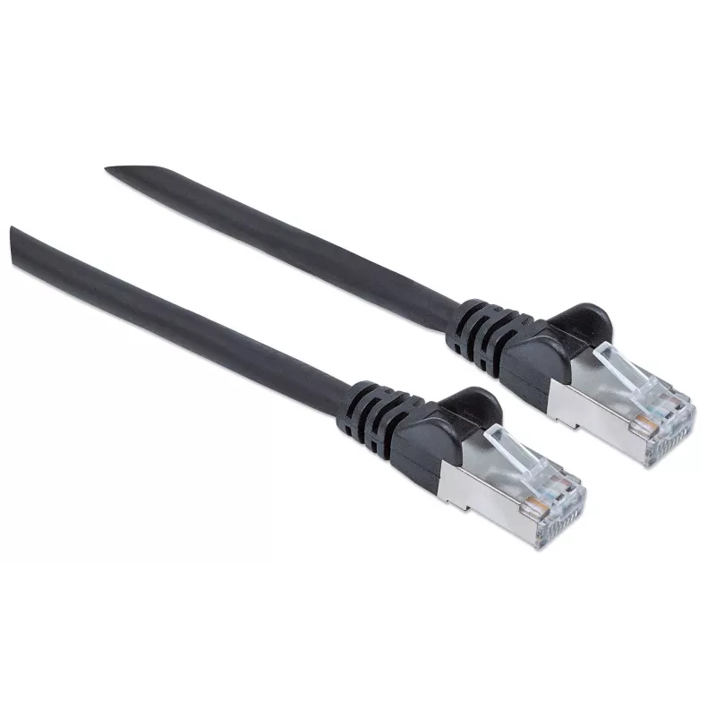 Intellinet Netzwerk-Patchkabel, Cat6a, 0,5 m, Schwarz, Kupfer, S/FTP, LSOH / LSZH, PVC, RJ45, vergoldete Kontakte, rastnasenschutz, Knickschutz, lebenslange Garantie