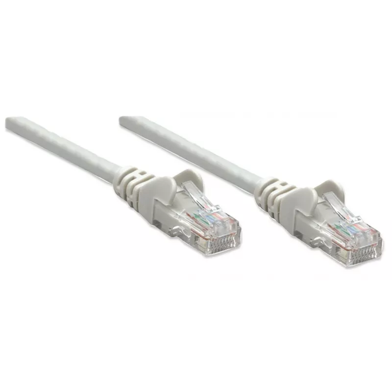 Intellinet Netzwerk-Patchkabel, Cat5e, 0,5 m, Grau, CCA, U/UTP, PVC, RJ45, vergoldete Kontakte, rastnasenfrei, Knickschutz, lebenslange Garantie