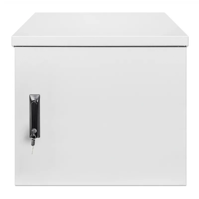 Intellinet Industrial IP55 19 Zoll Wandgehäuse mit integrierten Lüftern, 12HE 600 mm Tiefe, dachmontierte Zwei-Lüfter-Belüftungseinheit, staub- und wasserdichtes Gehäuse, montiert, Lichtgrau RAL7035