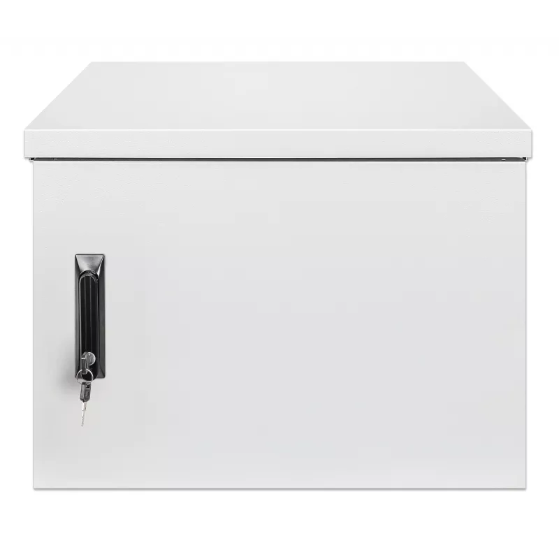 Intellinet Industrial IP55 19 Zoll Wandmontage-Gehäuse mit integrierten Lüftern, 9HE 600 mm Tiefe, auf dem Dach montierte Zwei-Lüfter-Lüftungseinheit, staub- und wasserdichtes Gehäuse, montiert, Hellgrau RAL7035
