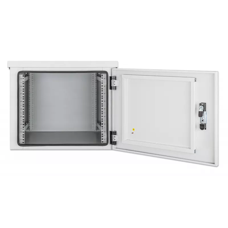 Intellinet Industrial IP55 19 Zoll Wandmontage-Gehäuse mit integrierten Lüftern, 9HE 600 mm Tiefe, auf dem Dach montierte Zwei-Lüfter-Lüftungseinheit, staub- und wasserdichtes Gehäuse, montiert, Hellgrau RAL7035