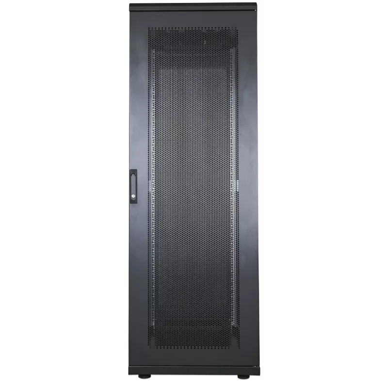 Intellinet 19-Zoll Serverschrank – freistehend, 42HE, 800 x 1000 mm (B x T), schwarz, montiert, max. 1500 kg, Mehrpunkt-Türverriegelung, eine Verriegelung pro Seitenwand, nutzbare Tiefe 123 bis 773 mm, IP20, Rack, Stahl