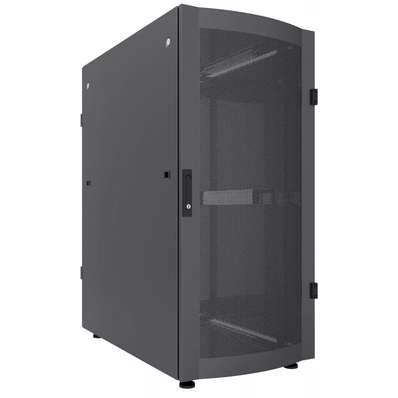 Intellinet 19 Zoll Serverschrank – freistehend, 36HE, 600x1200 mm (Breite x Tiefe), Schwarz, Flatpack, max. 1500 kg, Mehrpunkt-Türverriegelung, eine Verriegelung pro Seitenwand, nutzbare Tiefe 123 bis 973 mm, IP20, Rack, Stahl