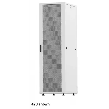 Intellinet 19-Zoll-Netzwerkschrank – freistehend (Basic), 42HE, 600 x 1000 mm (B x T), Grau, Flatpack, max. 600 kg, Einpunkt-Türschloss, ein Schloss pro Seitenwand, nutzbare Tiefe 123 bis 773 mm, Rack, IP20-bewertet, Stahl