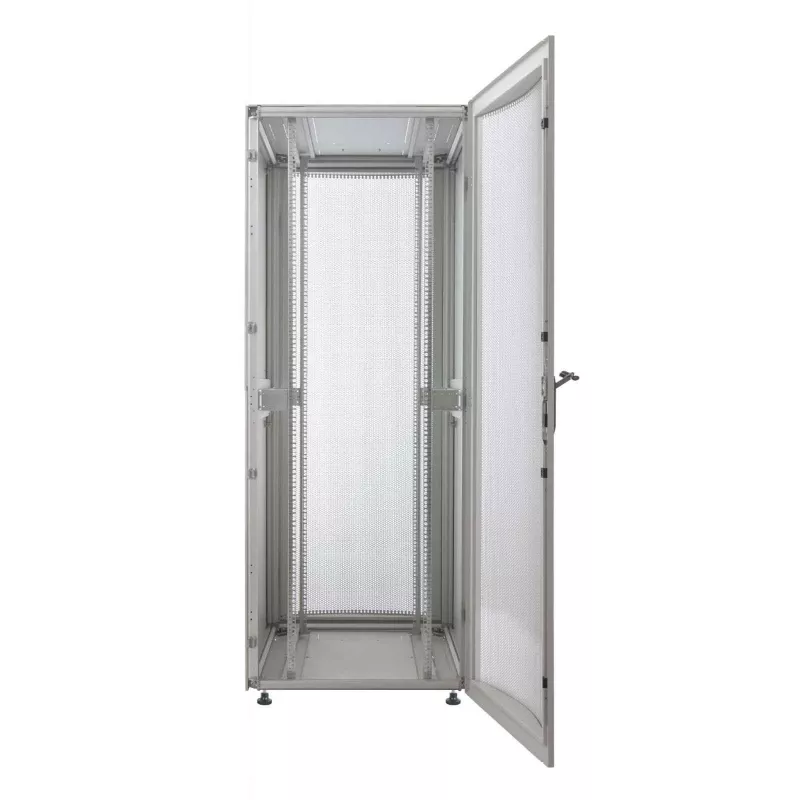 Intellinet 19-Zoll-Serverschrank – freistehend (Premium), 26U, 600 x 1000 mm (B x T), Grau, montiert, max. 2000 kg, Mehrpunkt-Türverriegelung, geteilte Seitenwände (zwei Schlösser pro Seite), nutzbare Tiefe 129 – 829 mm, IP20, Rack, Aluminium