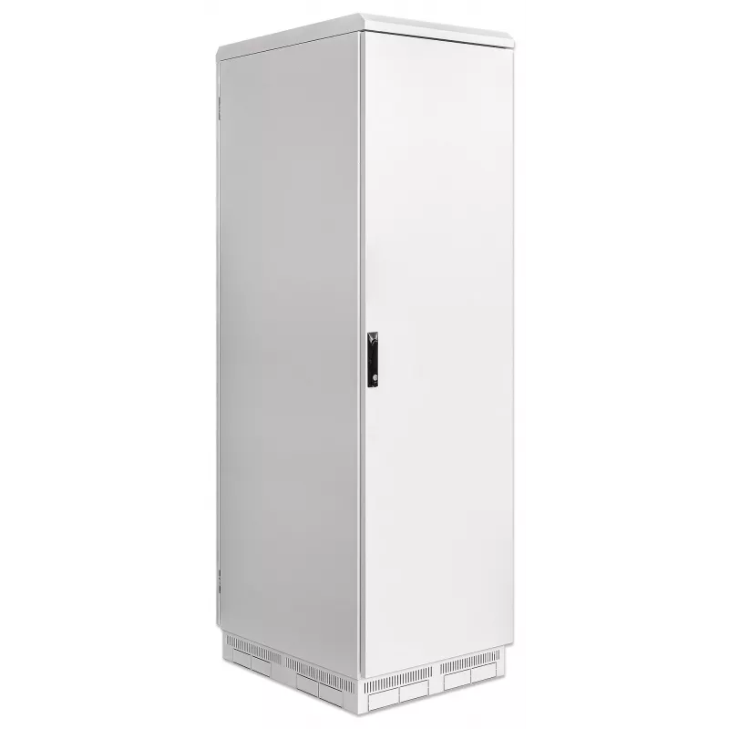 Intellinet Industrial IP55 19-Zoll-Netzwerkschrank mit integrierten Lüftern, 42HE 800 mm Tiefe, dachmontierte Vierfach-Lüftereinheit, Schutz gegen Staub und Strahlwasser, standmontiert, montiert, Hellgrau RAL7035