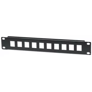 Intellinet Patch Panel, leer, 10 Zoll, 1HE, 10-Port, Schwarz, Rack-Montage, 1HE, Schwarz