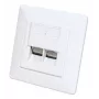 Intellinet 2-Port Cat6a 10G Geschirmte RJ45 Wanddose Unterputz mit Abdeckrahmen, STP, Signalweiß RAL9003