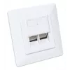 Intellinet 2-Port Cat6a 10G Geschirmte RJ45 Wanddose Unterputz mit Abdeckrahmen, STP, Signalweiß RAL9003