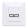 Intellinet 2-Port Cat6a 10G Geschirmte RJ45 Wanddose Unterputz mit Abdeckrahmen, STP, Signalweiß RAL9003