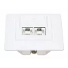 Intellinet 2-Port Cat6a 10G Geschirmte RJ45 Wanddose Unterputz mit Abdeckrahmen, STP, Signalweiß RAL9003