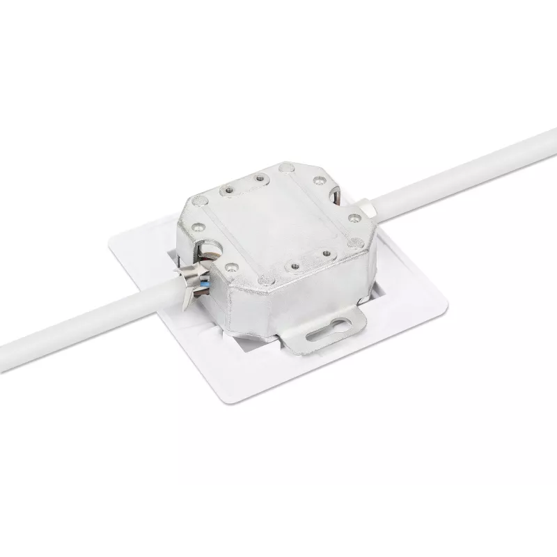 Intellinet 2-Port Cat6a 10G Geschirmte RJ45 Wanddose Unterputz mit Abdeckrahmen, STP, Signalweiß RAL9003