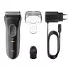 Braun Series 3 Series 3000 Rasierer, Folienrasierer, Schwarz, 2 SensoFoil, LED, Betrieb, Netz/Batterie