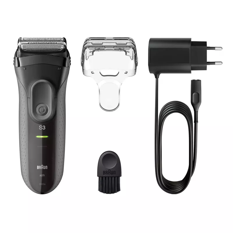 Braun Series 3 Series 3000 Rasierer, Folienrasierer, Schwarz, 2 SensoFoil, LED, Betrieb, Netz/Batterie