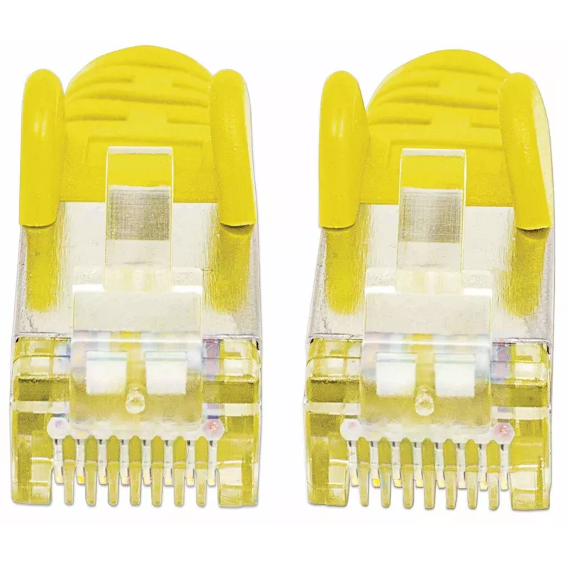 Intellinet Netzwerk-Patchkabel, Cat7-Kabel/Cat6A-Stecker, 0,5 m, Gelb, Kupfer, S/FTP, LSOH / LSZH, PVC, RJ45, vergoldete Kontakte, rastnasenschutzlos, vergossen, lebenslange Garantie