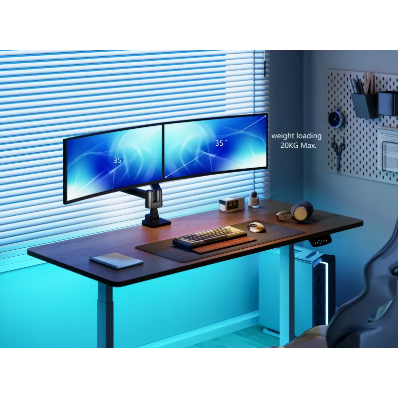 Equip 17-35 Zoll Heavy-Duty Dual-Monitor-Tischhalterung, Schwarz