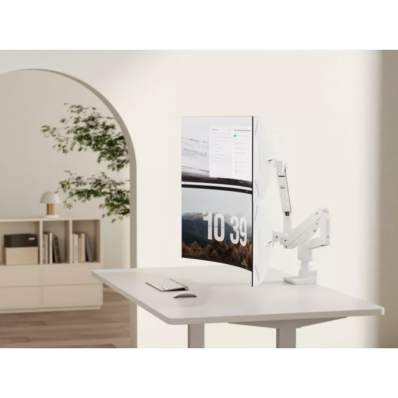 Equip 17 Zoll - 35 Zoll Hochbelastbare Dual-Monitor-Tischhalterung, Weiß