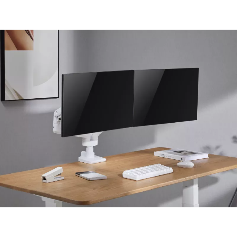 Equip 17 Zoll - 35 Zoll Hochbelastbare Dual-Monitor-Tischhalterung, Weiß
