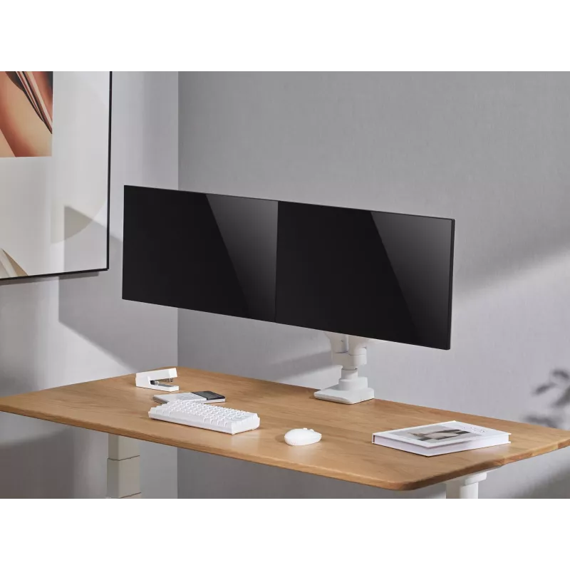 Equip 17 Zoll - 35 Zoll Hochbelastbare Dual-Monitor-Tischhalterung, Weiß