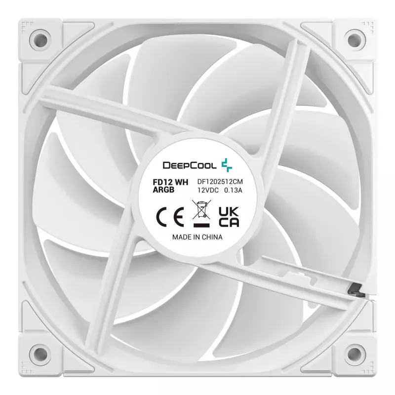 12 cm DeepCool FD12 ARGB Computer-Gehäuselüfter, weiß, 400–2050 RPM, hydraulisches Lager