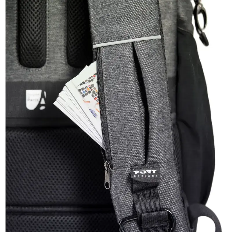 Backpack Port Designs Montreal für 40,6 cm (16 Zoll) Laptops — Polyester, Schwarz/Grau