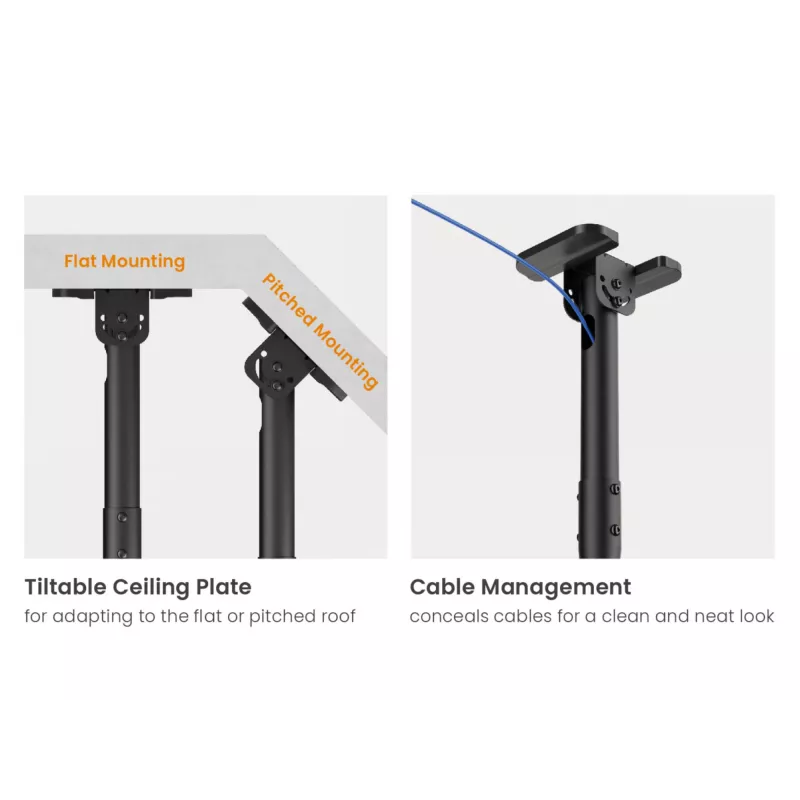 Deckenhalterung Dual Rücken-an-Rücken für 43 Zoll–86 Zoll Bildschirme EQUIP, Neigung -20–5°, Schwenkbereich ±180°, VESA 200x200–600x400, max. Belastung 100 kg, schwarz
