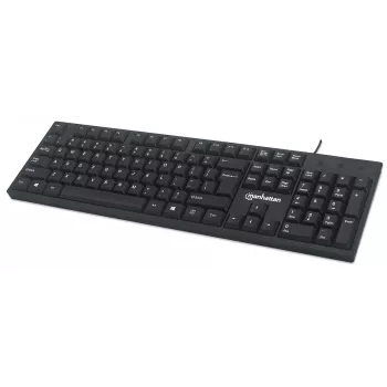 Manhattan Tastatur USB Kabelgebunden, Schwarz, Tasten in voller Größe, Kabel 1,5 m, USB-A-Anschluss, Plug and Play, Drei Jahre Garantie