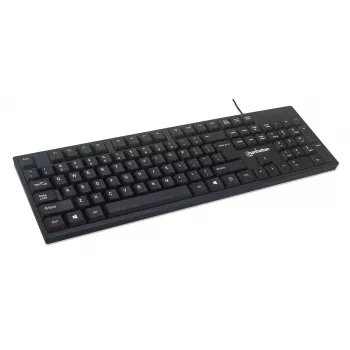 Manhattan Tastatur USB Kabelgebunden, Schwarz, Tasten in voller Größe, Kabel 1,5 m, USB-A-Anschluss, Plug and Play, Drei Jahre Garantie