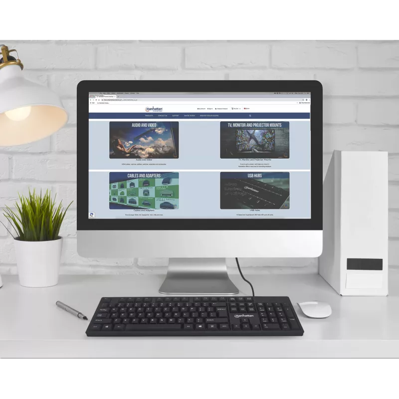 Manhattan Tastatur USB Kabelgebunden, Schwarz, Tasten in voller Größe, Kabel 1,5 m, USB-A-Anschluss, Plug and Play, Drei Jahre Garantie