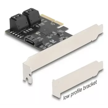 Interner SATA-Adapter DELOCK 90890 — PCIe auf 5× SATA (JMicron JMB585), Low-Profile, schwarz