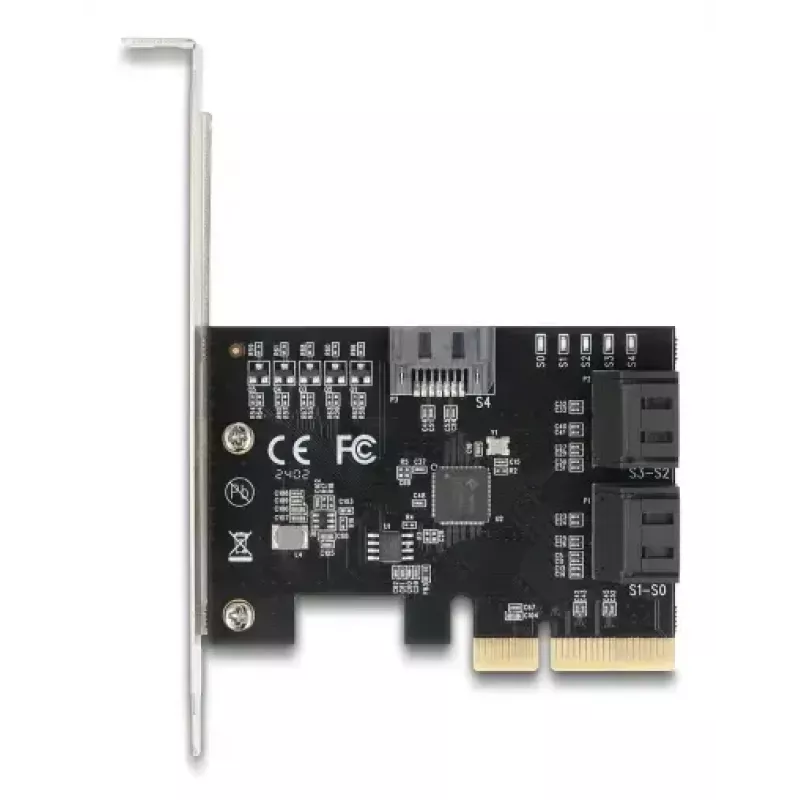 Interner SATA-Adapter DELOCK 90890 — PCIe auf 5× SATA (JMicron JMB585), Low-Profile, schwarz
