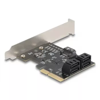 Interner SATA-Adapter DELOCK 90890 — PCIe auf 5× SATA (JMicron JMB585), Low-Profile, schwarz