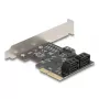 Interner SATA-Adapter DELOCK 90890 — PCIe auf 5× SATA (JMicron JMB585), Low-Profile, schwarz