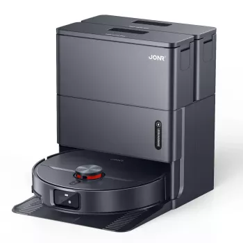 Robot vacuum APC Jonr X1 MAX — rund, Staubbeutel, 5200 mAh Akku, 30 min Laufzeit, Basisstation mit Ladefunktion und Reinigung