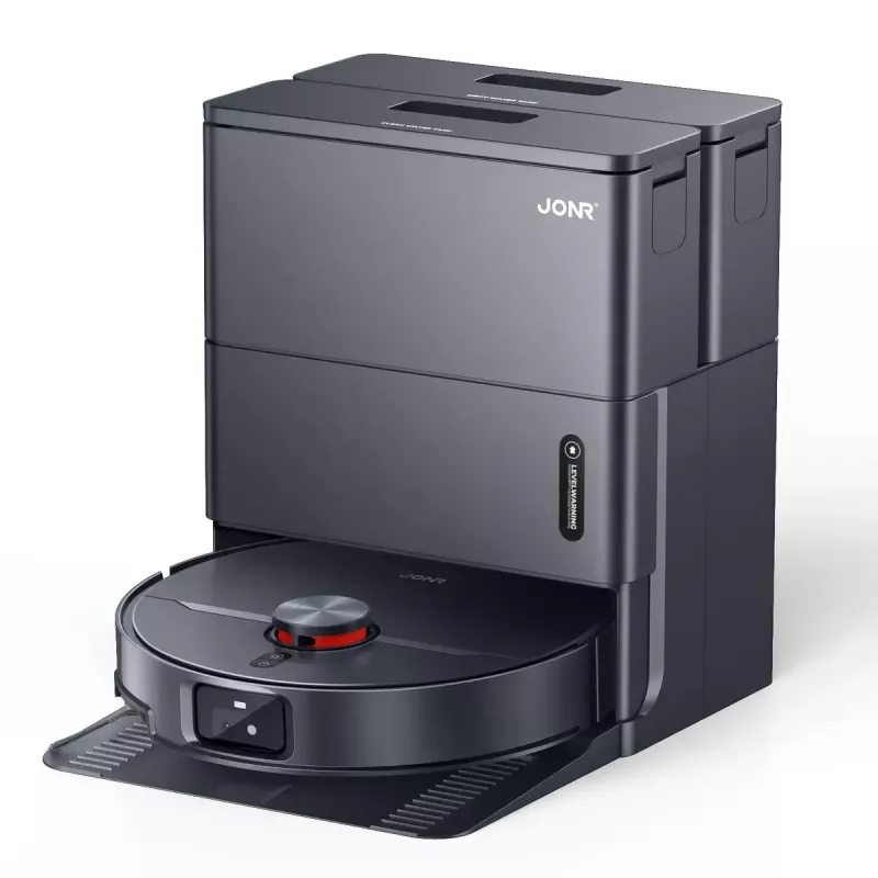 Robot vacuum APC Jonr X1 MAX — rund, Staubbeutel, 5200 mAh Akku, 30 min Laufzeit, Basisstation mit Ladefunktion und Reinigung