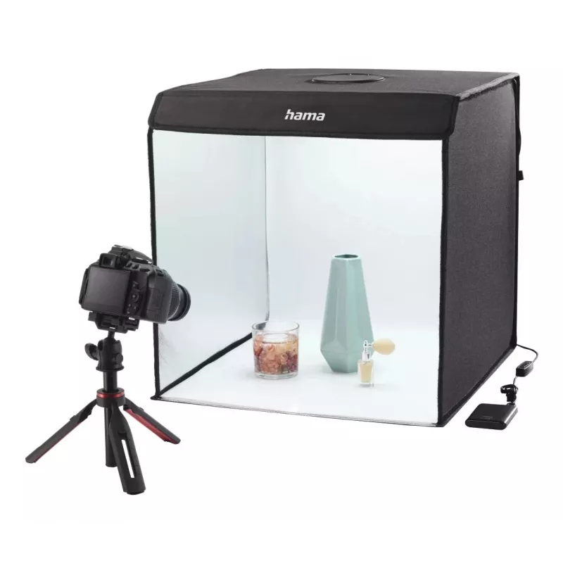 Mini-Fotostudio HAMA faltbare Box mit LED-Ringlicht 50×50 cm, Modell 00004664