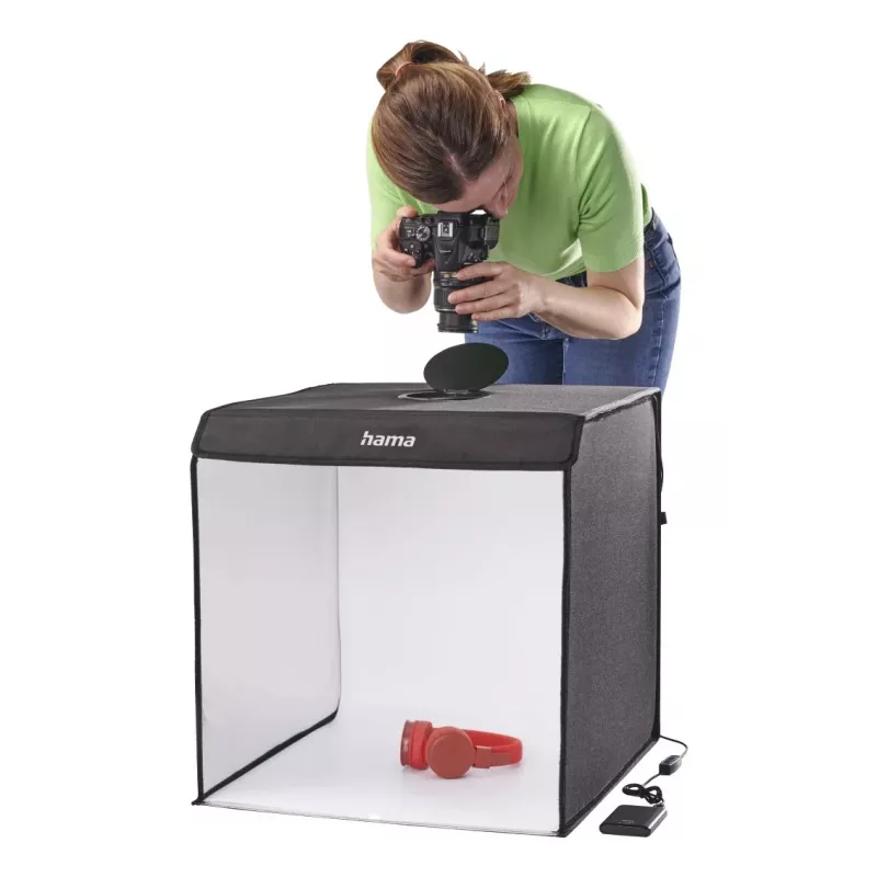 Mini-Fotostudio HAMA faltbare Box mit LED-Ringlicht 50×50 cm, Modell 00004664