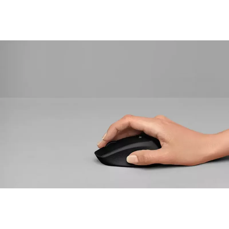 Logitech Maus M330 SILENT PLUS — RF Wireless, rechtshändig, 1000 DPI, 3 Tasten, Scrollrad, schwarz, batteriebetrieben