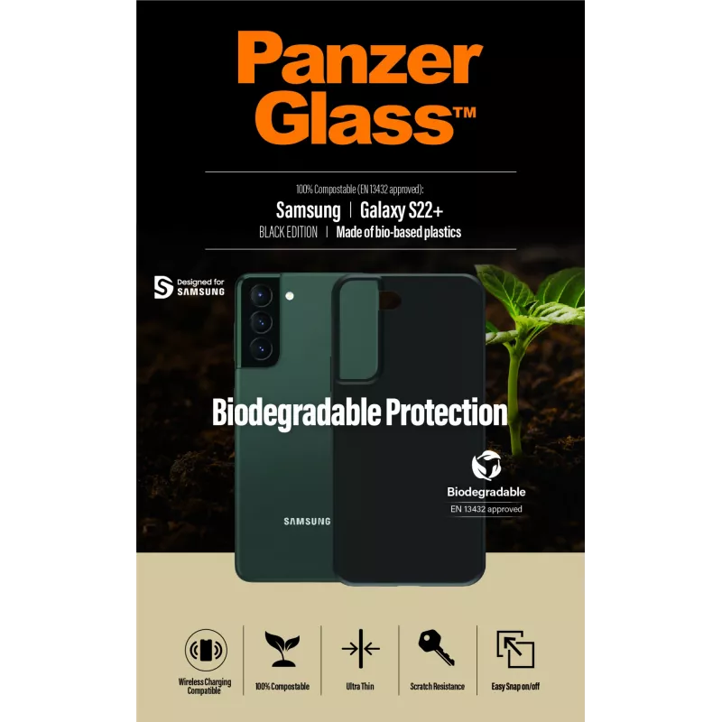 Cover PanzerGlass Samsung Galaxy S22 Plus Schwarz Biologisch abbaubar