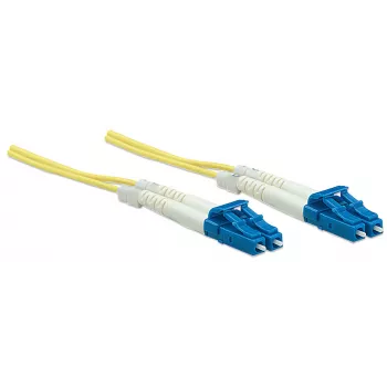 Intellinet Glasfaser-Patchkabel, OS2, LC/LC, 5 m, Gelb, Duplex, Singlemode, 9/125 µm, LSZH, Faser, lebenslange Garantie