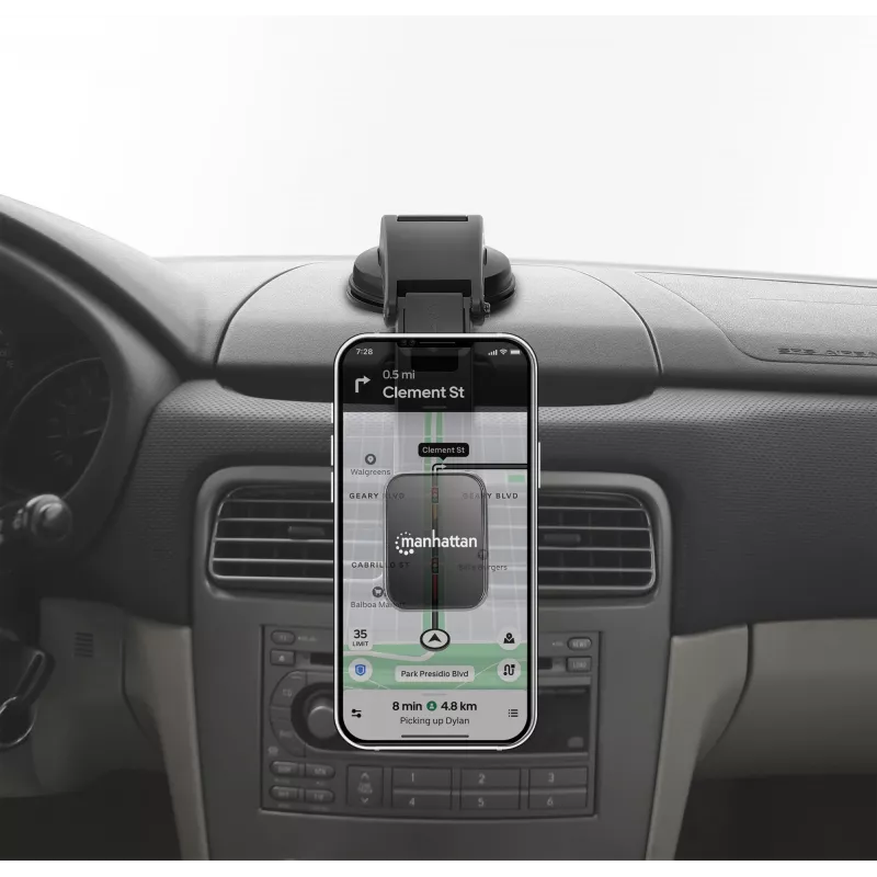 Manhattan Universal Auto-Armaturenbrett-Halterung mit magnetischem Telefonhalter für Smartphones, horizontale oder vertikale Nutzung, Schwarz, drei Jahre Garantie