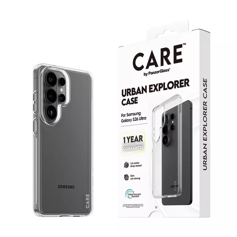 Schutzhülle PanzerGlass CARE by Urban Explorer Case für Samsung Galaxy S26 Ultra, transparent