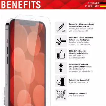 Displex Displayschutz (10H) + Hülle für Apple iPhone 13 Pro, Montageaufkleber, + Hülle, gehärtetes Glas, kratzfeste Schutzfolie