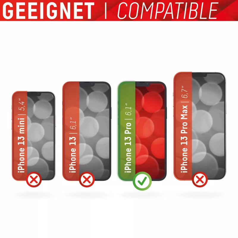 Displex Displayschutz (10H) + Hülle für Apple iPhone 13 Pro, Montageaufkleber, + Hülle, gehärtetes Glas, kratzfeste Schutzfolie