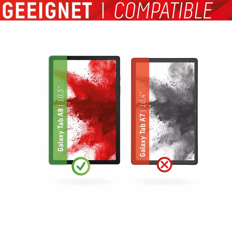 Displex Tablet Glass (9H) für Samsung Galaxy Tab A8, Eco Montagerahmen, unzerbrechlich, ultradünn, unsichtbar